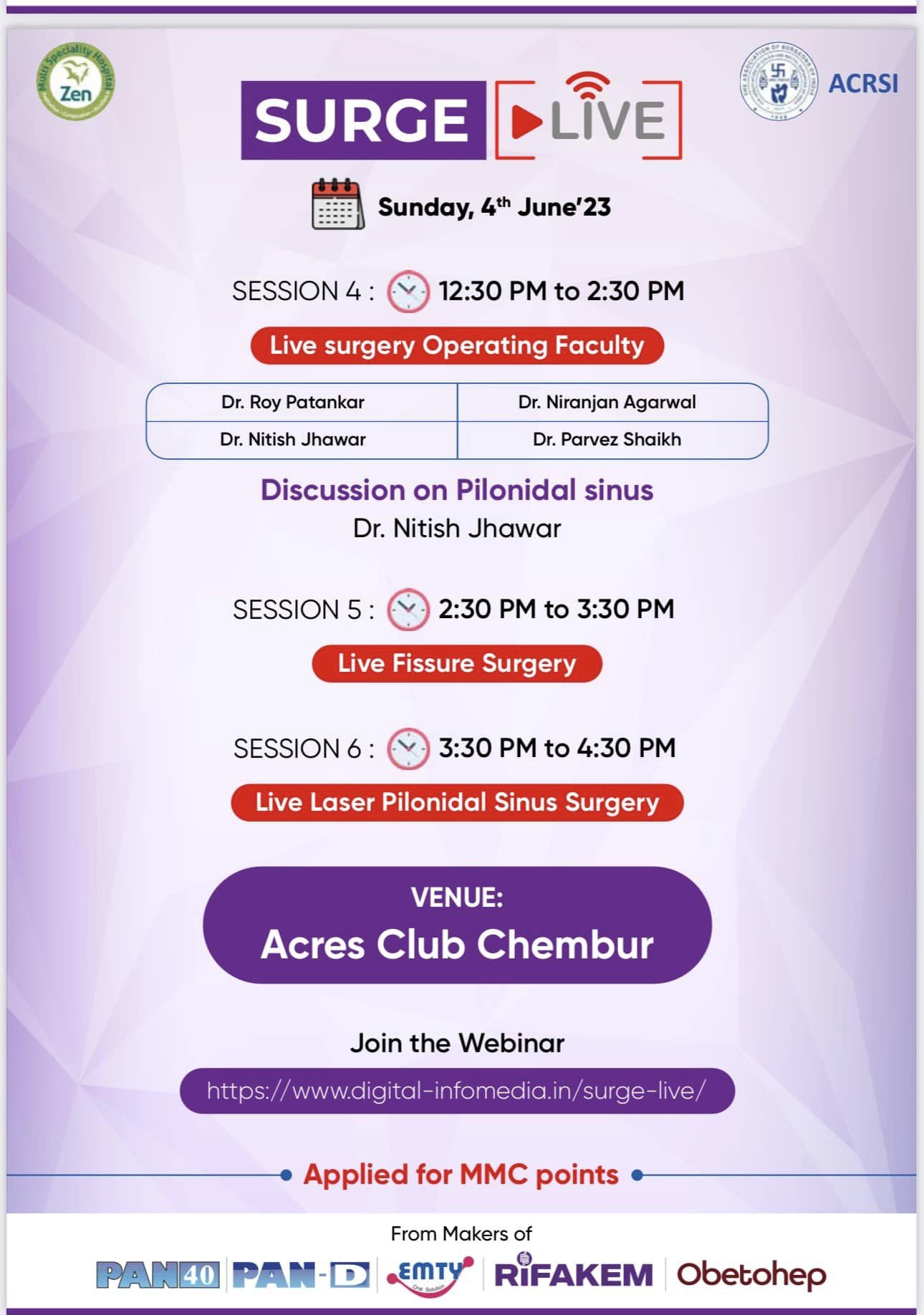 LASER Pilonidal sinus surgery workshop dr nitish jhawar Zen hosptial chembur mumbai